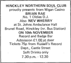 Local paper advert for Brian Rae and Nev Wherry