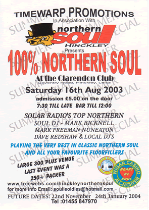 Clarendon Club flyer from 2003