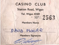 A very early Wigan Casino membership card