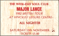 Ticket to Major Lance at the Leisure Centre