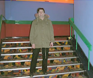 Paul Flattery on Blackpool Mecca stairs