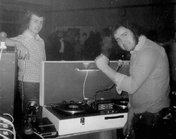 Mick Carson and 'Plum' Robinson at the decks at the Junction Disco